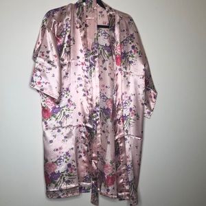 Floral silk robe
